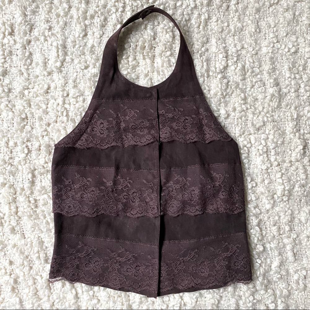 Vintage G. Armani Brown Suede Lace Halter - 38